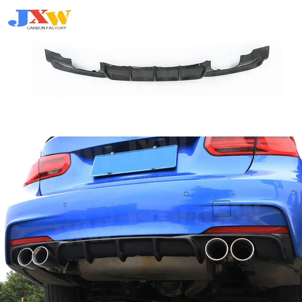 Rear Lip Spoiler Fins Shark Style Diffuser Double Exhaust One Outlet for BMW 3 Series F30 F35 320i 328i M-tech M-sport 2012-2018