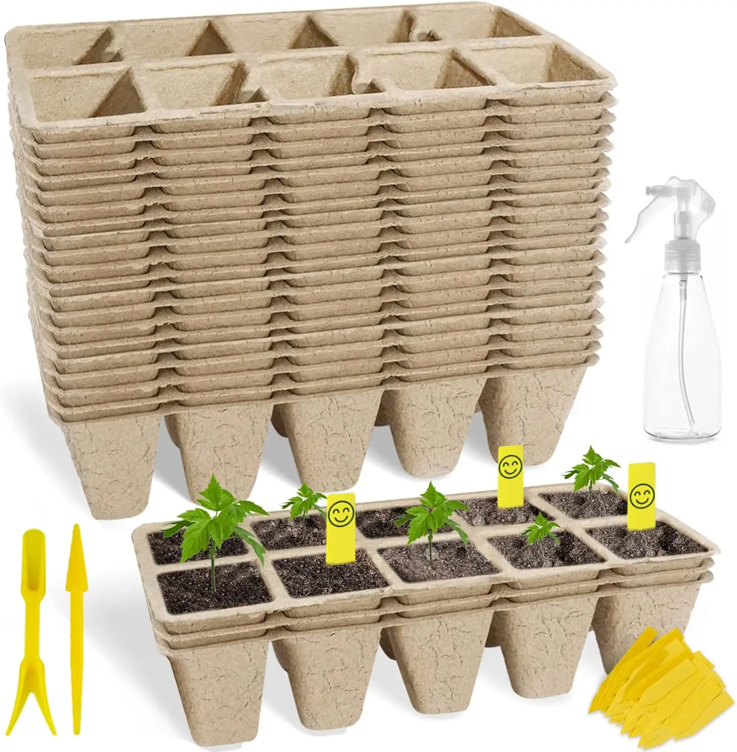 

Набор для рассады на 200 ячеек, 20 биоразлагаемых лотков для выращивания семян, торфяные горшки для рассады с 200 этикетками для растений, 2 шт.
