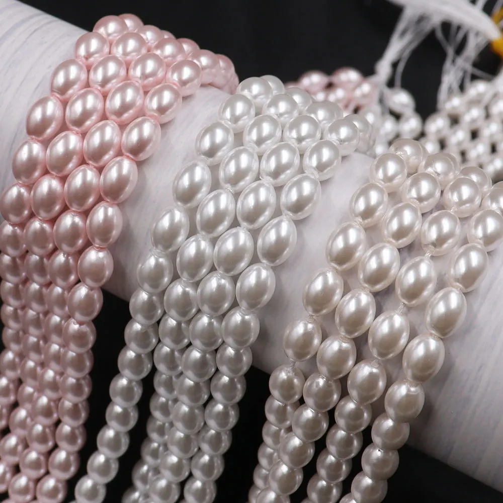 

6x8 Rice Shaped Bead Glass Irregular Pearl Wholesale Beads Loose Batch Straight Hole Necklace Bracelet Accessories Clothing