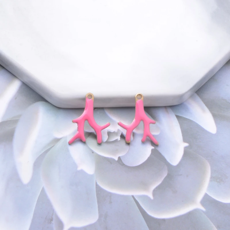 30 Stück beidseitig emaillierte Kupferzweig-Anhänger, öltropfende Zweige, Halsketten-, Armband- und Anhänger-DIY-Schmuckzubehör – Detail 7