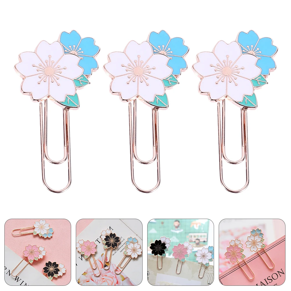 

3pcs Shaped Metal Paper Clips Premium Zinc Alloy Decorative Office Memo Holders Page Marker Bookmark Stationery Supplies