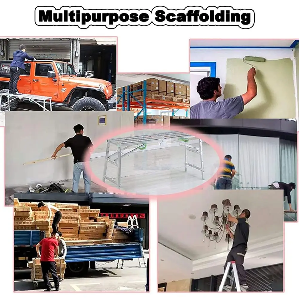 Adjustable Height Multi-Position Portable Scaffolding for Home Repairs and Vehicle Washing