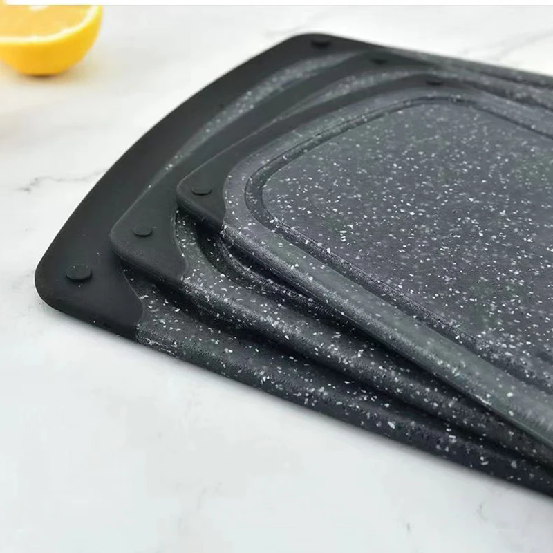 Kitchen Cutting Board Set with Plastic Wheat Straw Imitation Marble Pattern Kitchen Cutting Board Can be Hung with Cutting Board