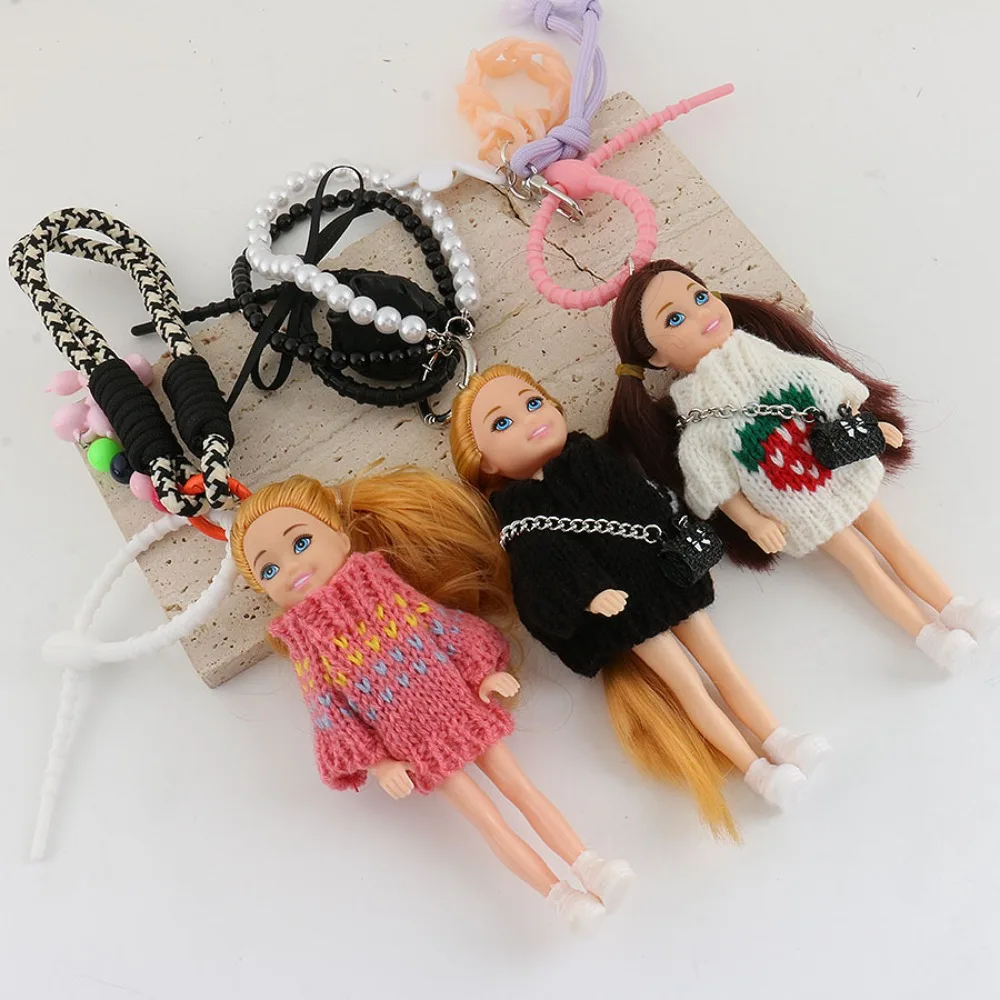 New Cute Doll Pendant Hanging Ornament DIY Change Clothes Car Key Ring Bag Decoration for Barbie Doll