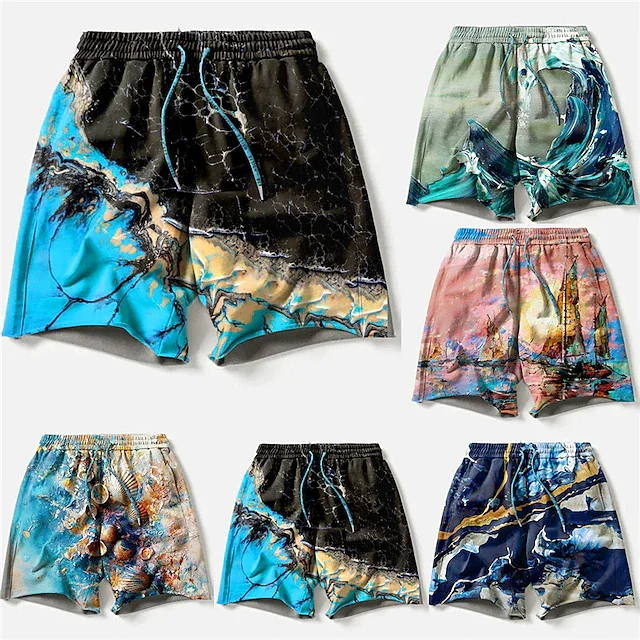 New Men's Board Short Swim Shorts Swim Trunks Drawstring Waves Graphic Prints Boat Quick Drying Casual Holiday Hawaiian Shorts