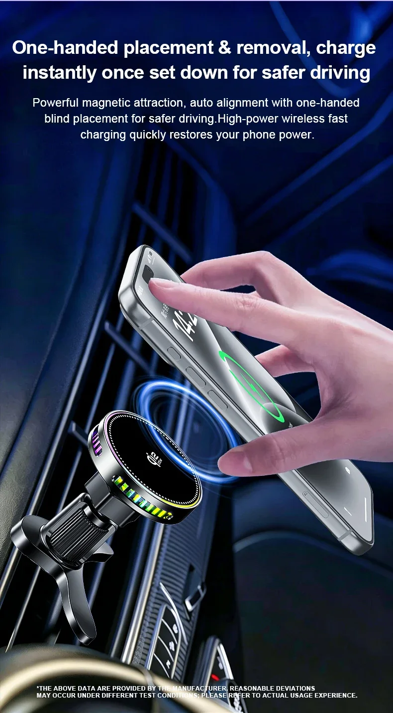 Qi2 25W Magnetisches kabelloses Autoladegerät mit Lüfter und Handyhalterung für Magsafe iPhone 17 16 15 14 13 12 – Detail 4