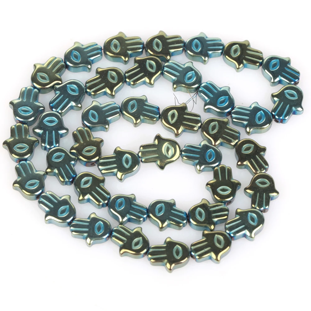 الطبيعية 10x9 مللي متر عيون النخيل شكل مطلي الهيماتيت حجر فضفاض خزر عازل لصنع المجوهرات قلادة سوار اليدوية