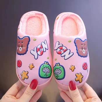 Neue Kinder Hause Hausschuhe Winter Warme Schuhe Mädchen Hausschuhe Beiläufige Flache Kinder Cartoon Baby Jungen Herbst Innen Schlafzimmer Schuhe Hause