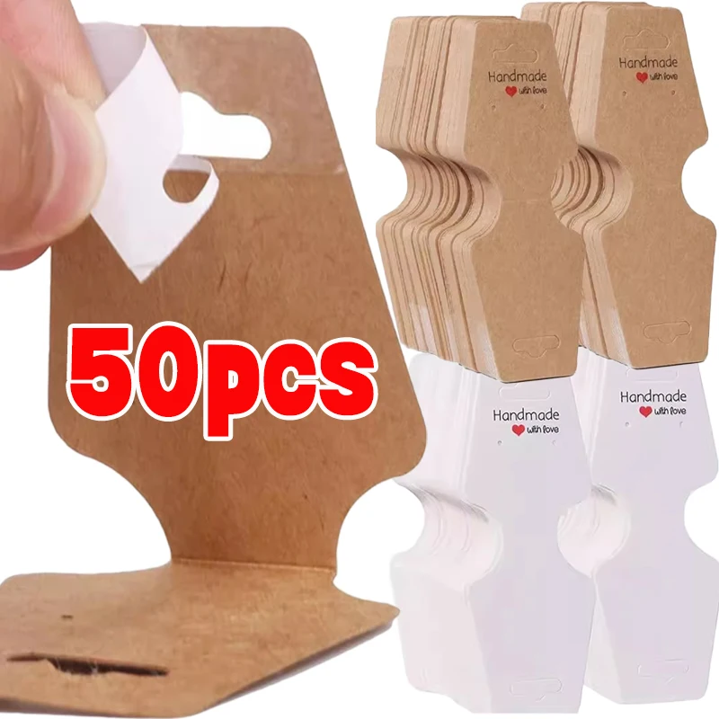 

50pcs Kraft Paper Jewelry Display Card with Tape for Jewelry Price Sale DIY Jewelry Display Bracelet Necklace Hair Ring Display