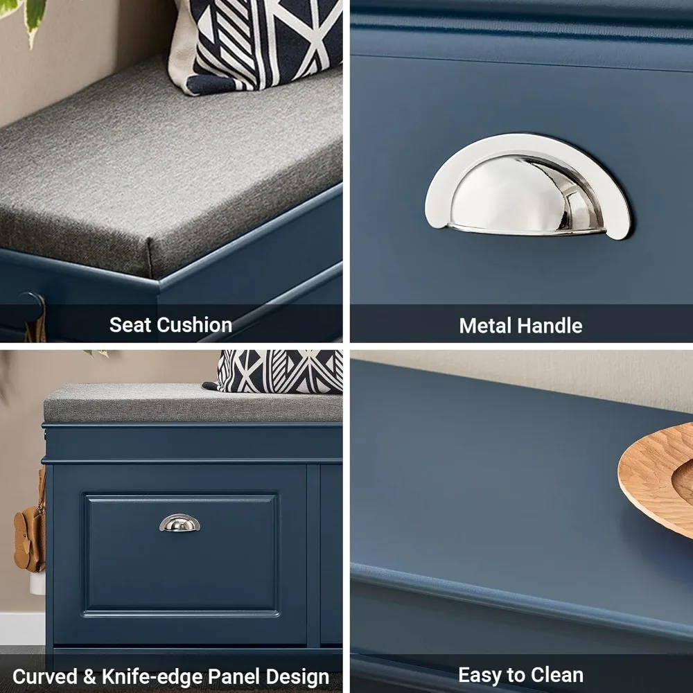 مقعد خزانة أحذية حديث مع أدراج قابلة للطي ووسادة للمدخل، منظم تخزين أنيق للممر #6