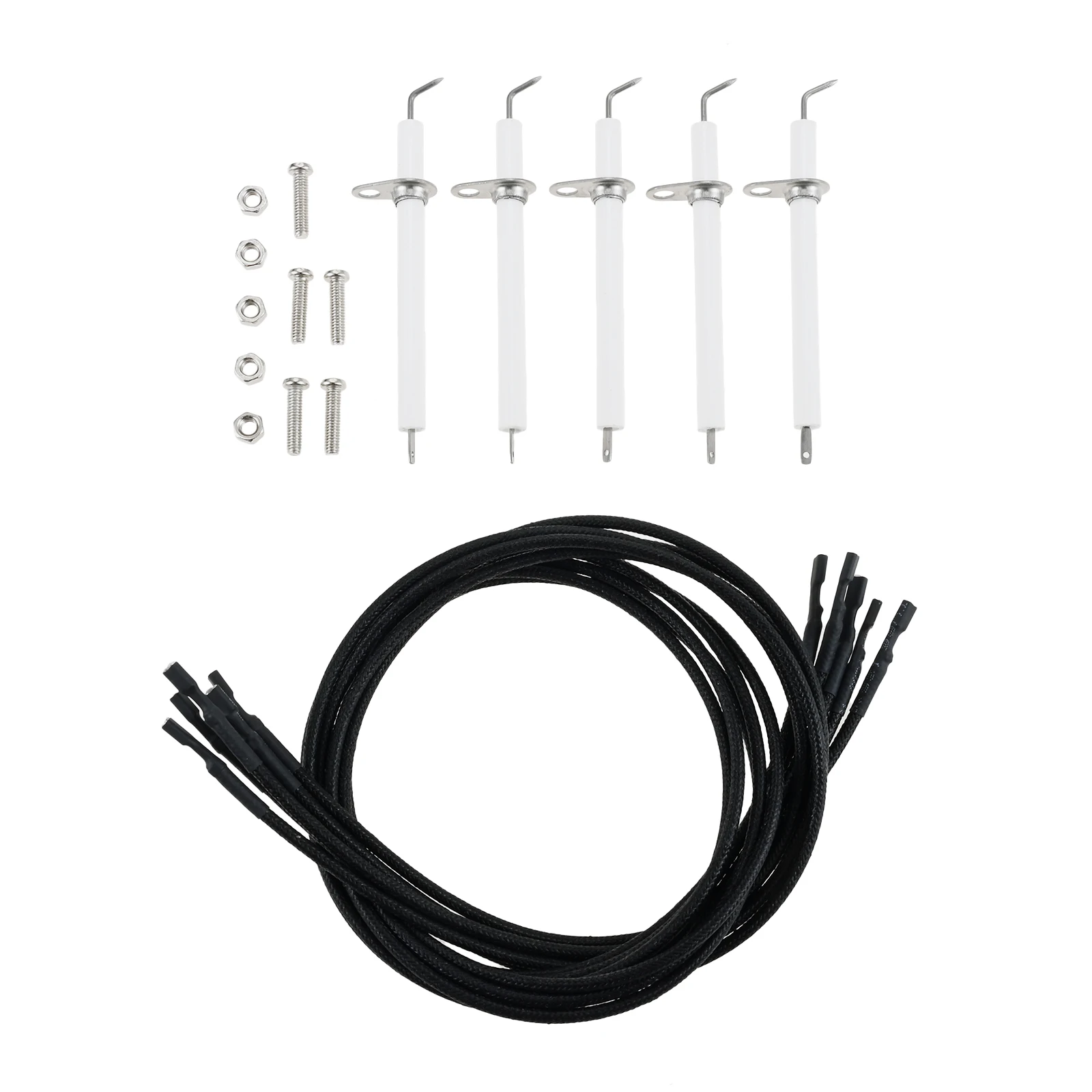 5pcs Igniter Electrodes & Wires & Screws for Members Mark Ignitor for Ken-more BBQ-PRO Gas Grill Ceramic Electrode