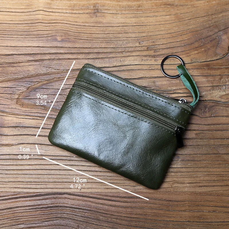 NZPJ Vintage Echtes Leder Herren Null Brieftasche Natürliches Rindsleder Reißverschluss Schlüsseltasche Damen Bankkartentasche Mini Münztasche Kartenhalter – Detail 2
