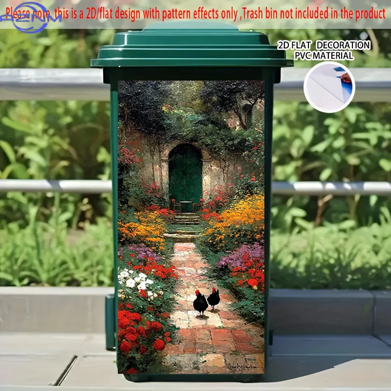 2D Flat Printing 1pc 2D Pattern Printed Kitchen Trash Can Sticker xcm 