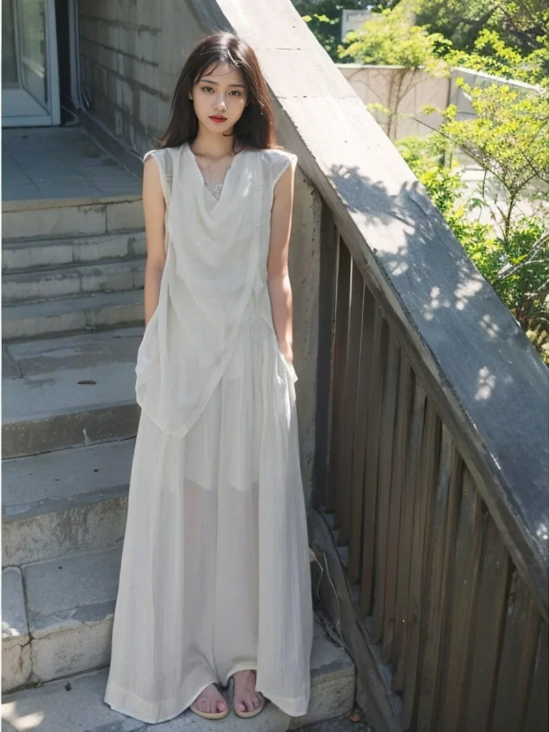 

Новинка 2023 года, летний комплект из двух предметов для женщин, легкая роскошная высококачественная рубашка без рукавов и повседневные брюки с высокой талией для женщин