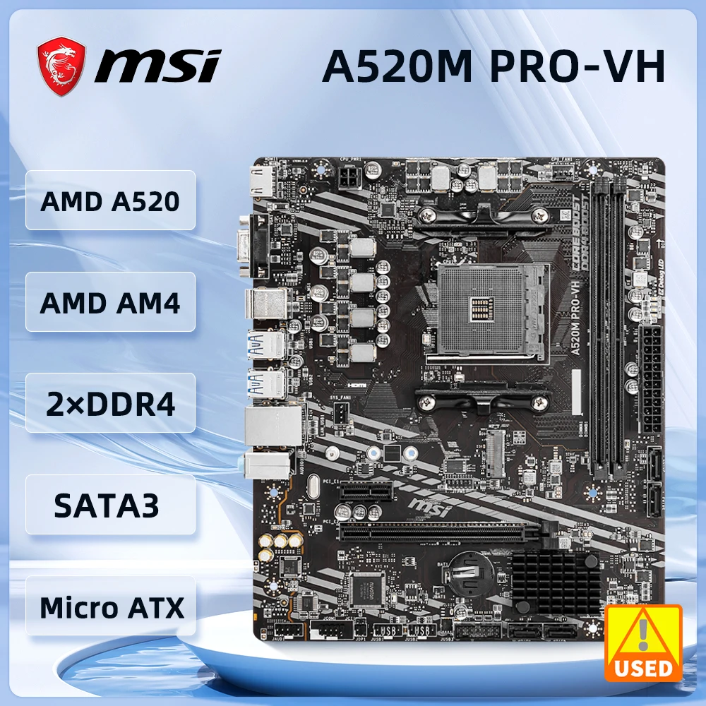 

AMD A520 Motherboard Socket AM4 MSI A520M PRO-VH Motherboard PRO For AMD RYZEN 5 5600 7 5700X cpu DDR4 64GB Micro ATX