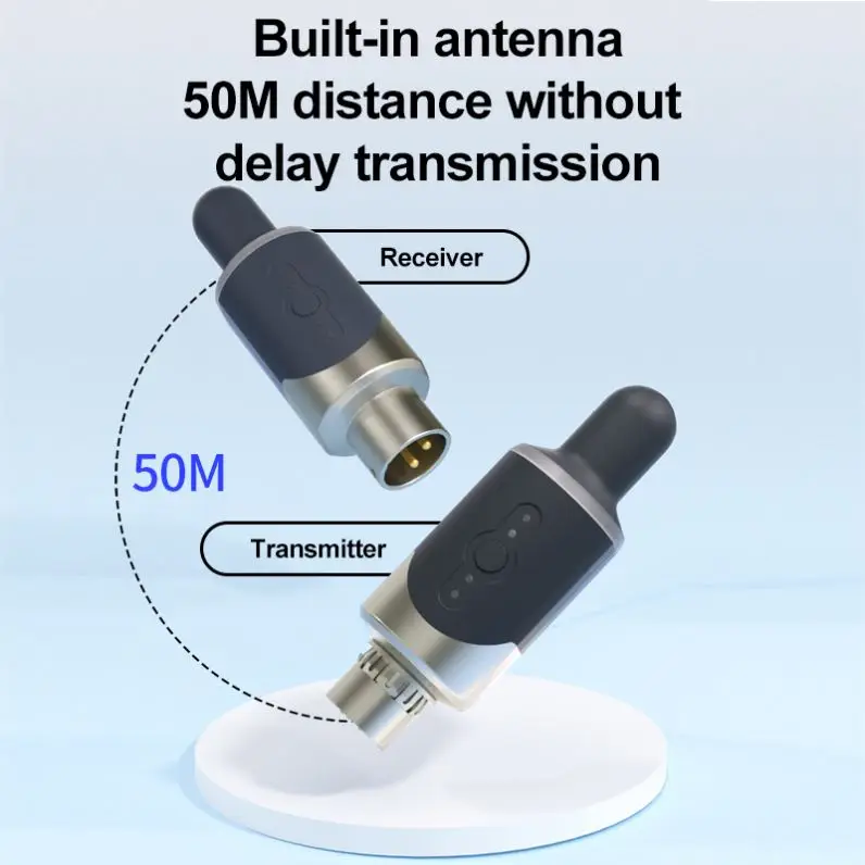 MIM-U801 Wireless XLR Transmitter and Receiver Rechargeable Mic Adapter 4 Channels 169ft Range for Microphone,Audio Mixer