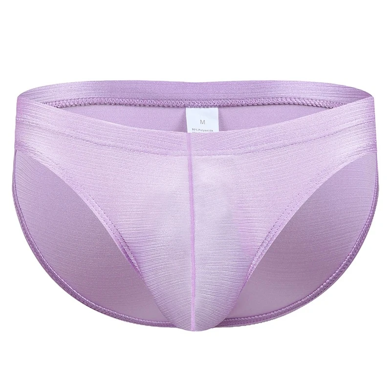 

Men's Ice Silk Triangle Briefs U-pouch Breathable Underwear Solid Color Quick-Drying Elastic Waistband Comfortable Daily Panties