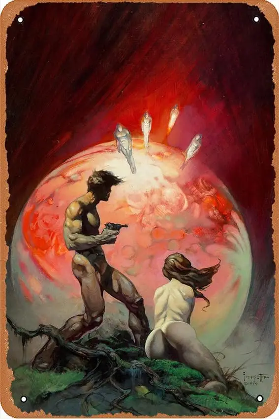 Frank Frazetta Red Planet Funny Art Metal Tin Sign 8x12 inch Bar Pub Indoor Outdoor Wall Decor Gifts for Man