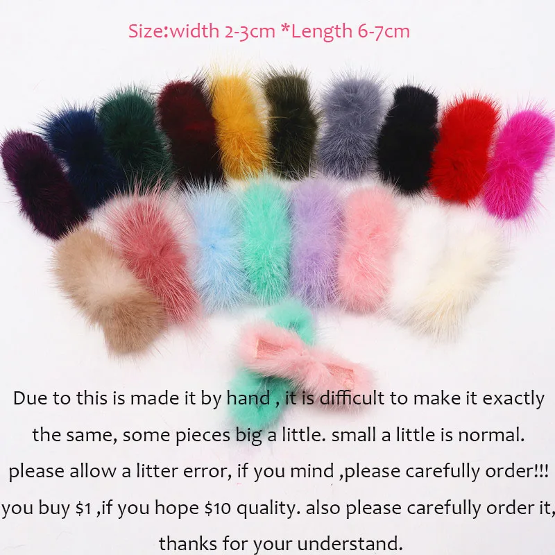 5/40pcs Mink Fur Pompom Bowknot 2-3*6-7cm Natural Pom Pom Diy Soft Pompones DIY Handmade Bow Tie Sewing Crafts Hair Accessories