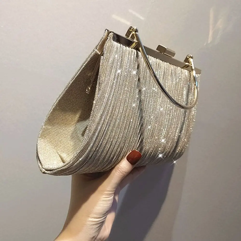 2023 New Luxy Moon Women Handbag Luxury Apricot Evening Clutch Bag Party Chain Shoulder Bag Female Sequin Wedding Purse Bag