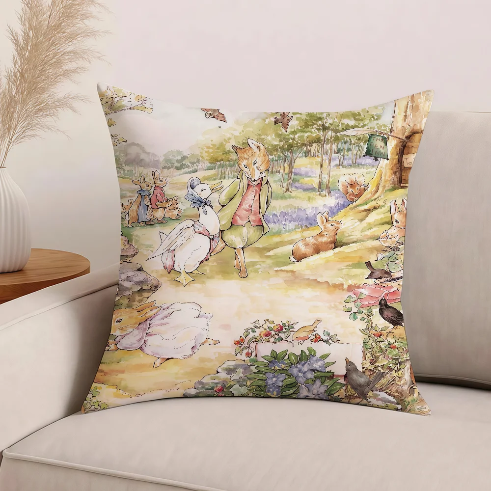 كارتون عيد الفصح P-peter R-أرنب كيس وسادة وسائد مكتب مناسبة لأريكة غرفة نوم السيارة غطاء الوسادة الزخرفية #6
