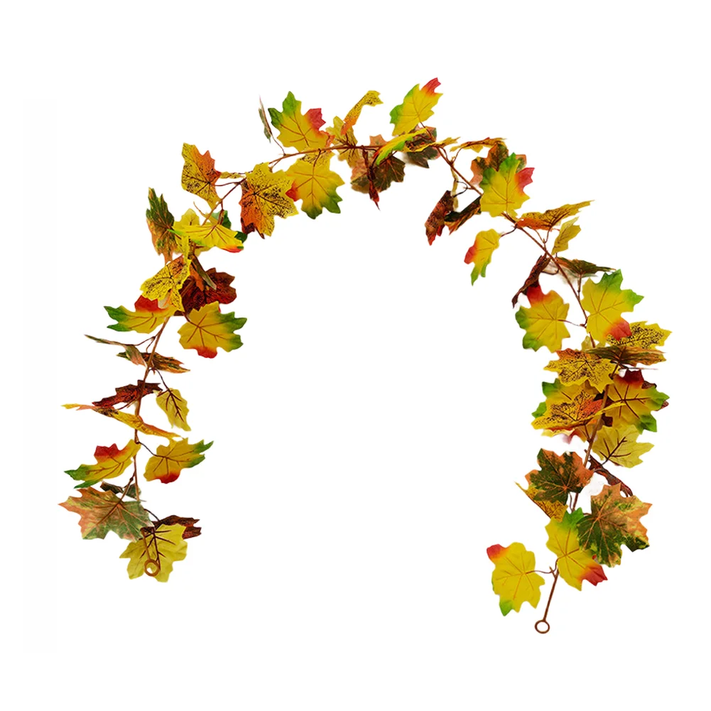 Maple Leaf Vine Garland with Berries for Autumn Wall Door Hanging Decoration 1.75m Silk Material Seasonal Theme