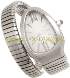 High Quality Women Snake Bangle Girl Watch Silver White Rome Japanese Quartz Stainless Steel Sapphire Lady Sport