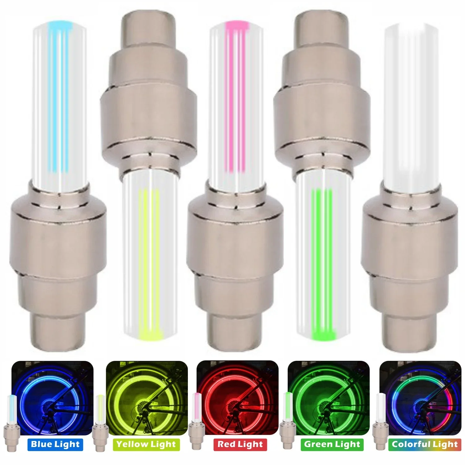 10PCS Neon LED Bicycle Valve Cap Lights, Easy-Install Wheel & Taillight for Night Cycling, MTB Warning Accessories Set