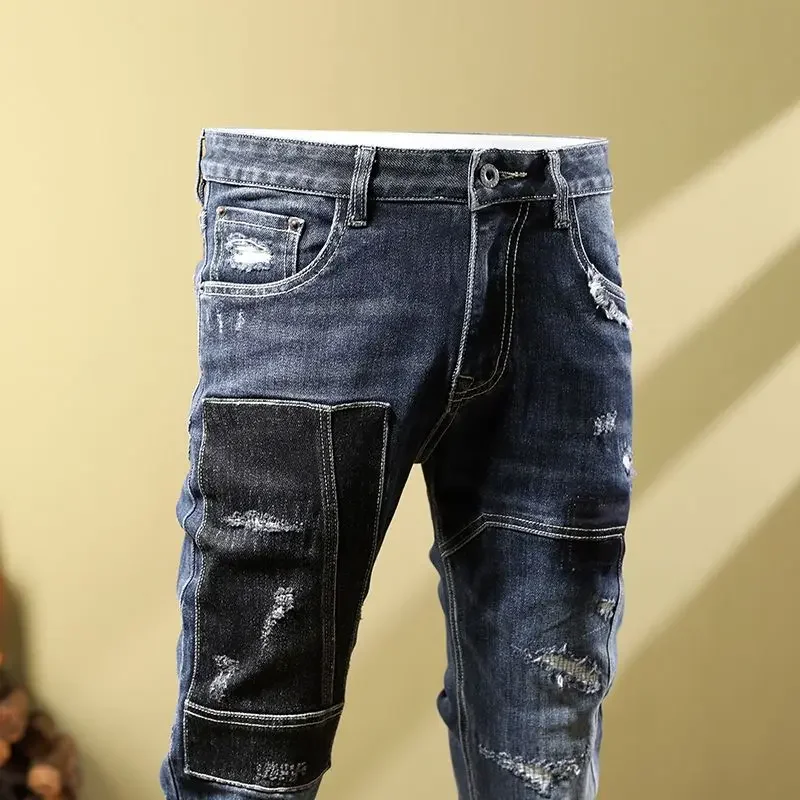 ポケット付きメンズカウボーイパンツ、ラグジュアリーデニム、ゴスレトロXsトラウザーズ、韓国ファッションワイドレッグY2kヴィンテージY 2kジーンズ