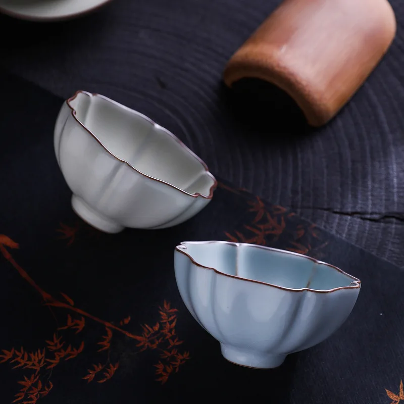 

Yellow Ru kiln master cup ceramic small tea cup household personal purpose sample single kung fu tea set single te