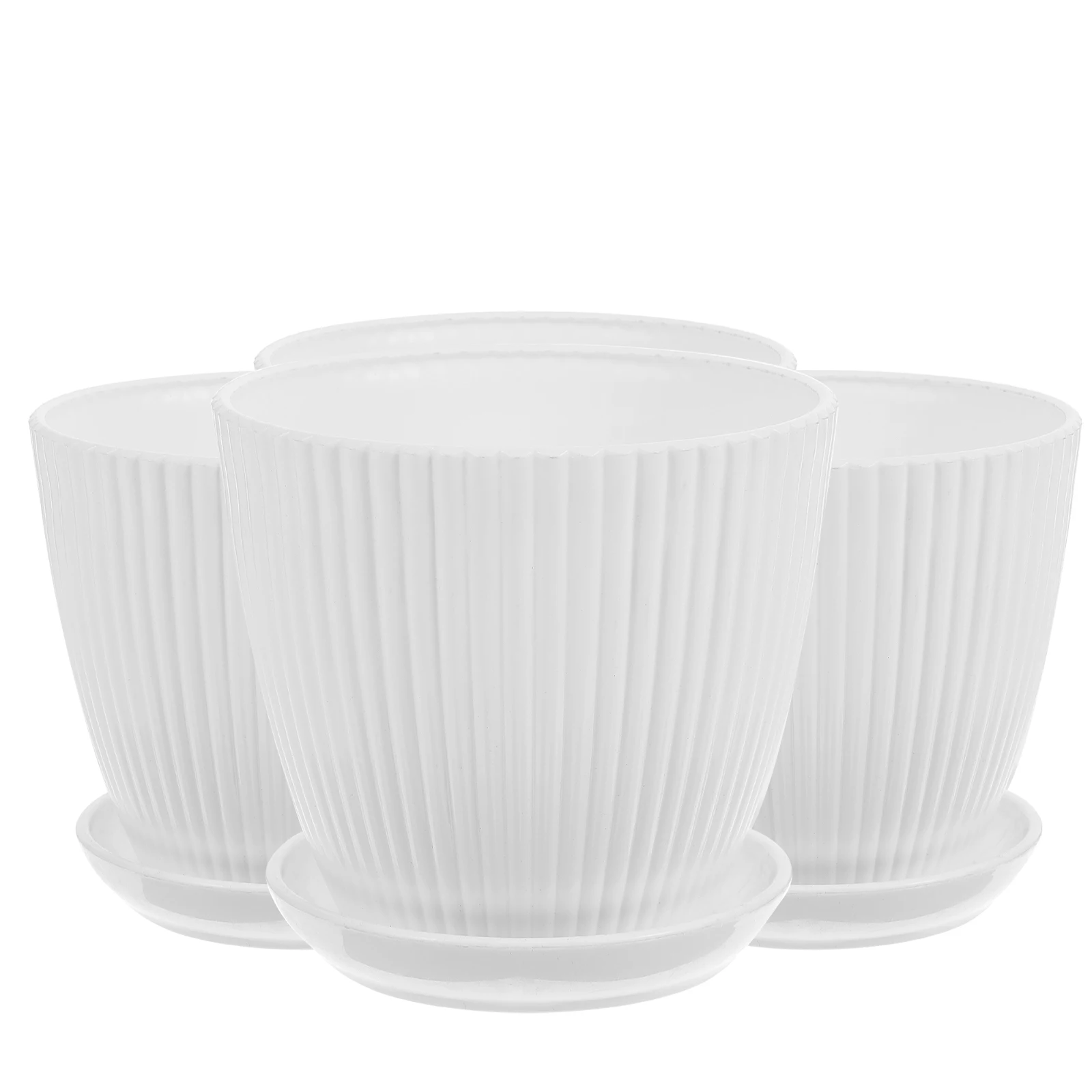 

4 Pcs Pots Resin Planter Nursery Flower Pots Saucer Nursery Succulents Flowerpot Drainage Holes Balcony Garden