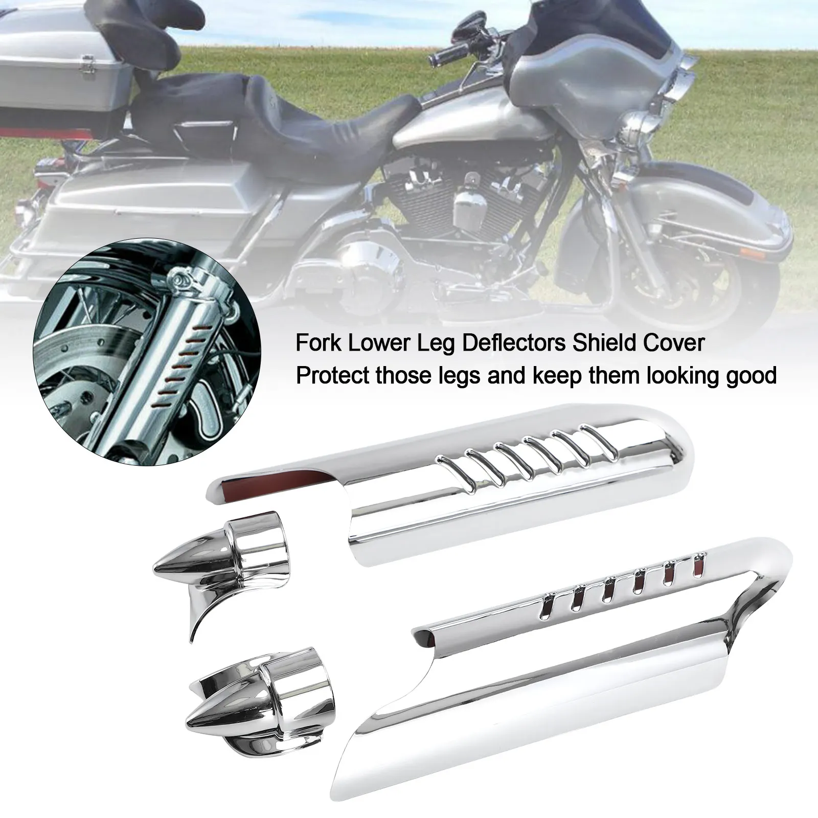 Topteng Fork Lower Leg Deflectors Shield Cover For Touring Electra Glide FLHT 2000-2013