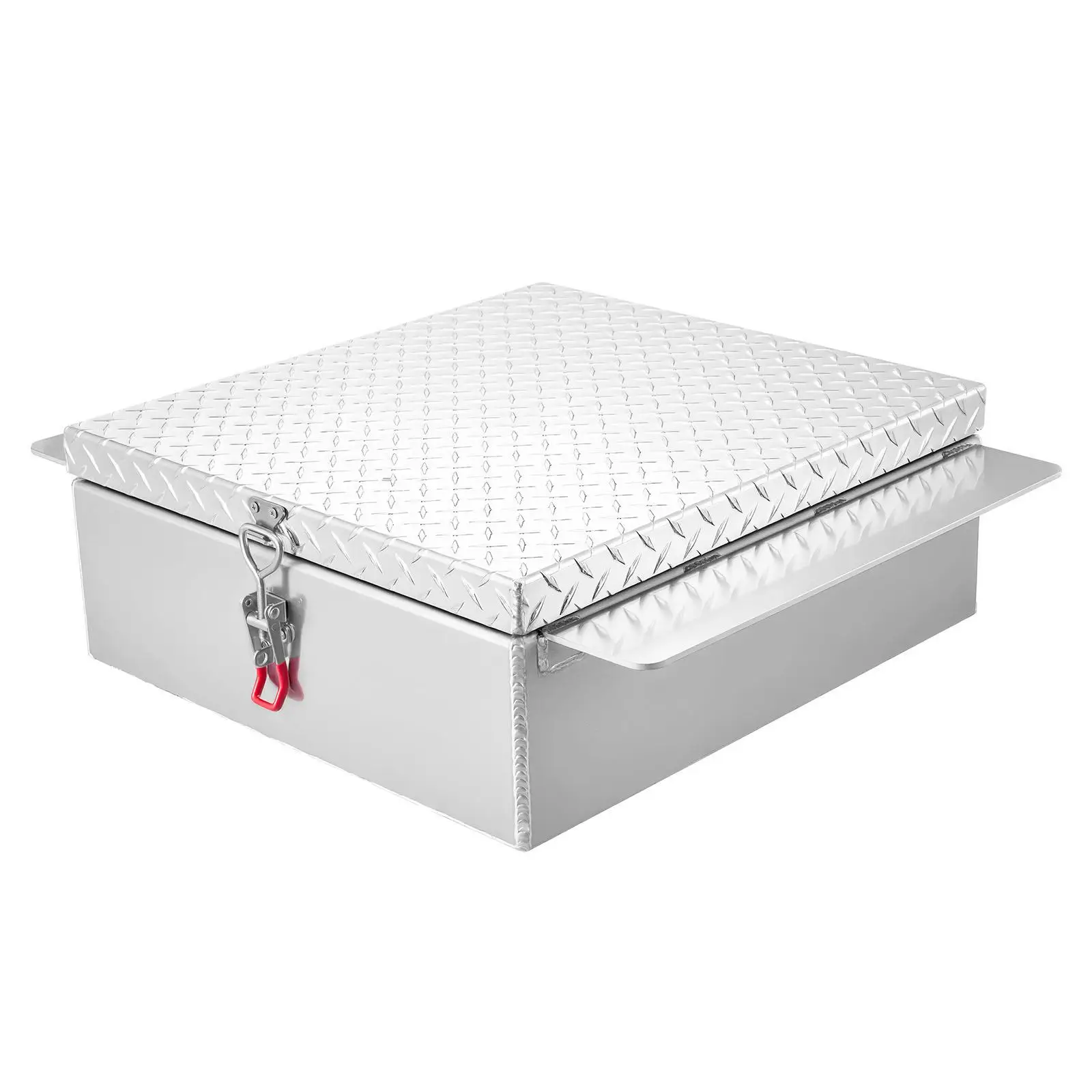 

Truck Bed Tool Box, Heavy Duty Aluminum Tool Box with Plate, Storage Toolbox Chest Organizer Supports up to 220 lbs, Ideal for pickup , Truck Bed, RV, Trailer, 30.3 x 24 x 9 in, Silver