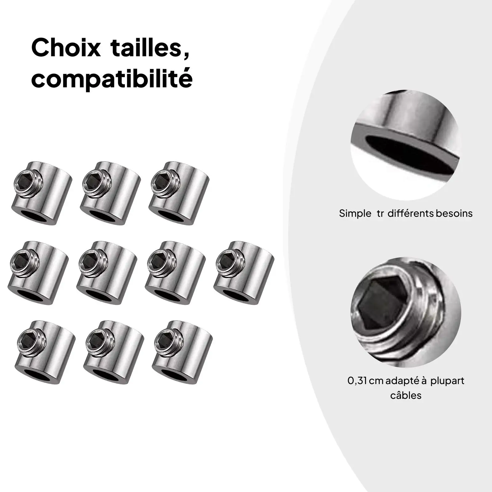 Wire Rope Clips Set Accessories for Fixing Shades, Fences Sturdy Easily Install
