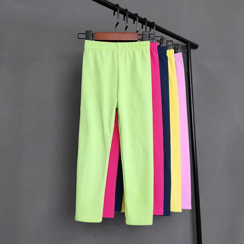 Girls Leggings Summer Kids Solid Pants Babys Girls Skinny Leggings Children Girl Slim Elasticity Trousers Pencil Pants 2-13 YEAR