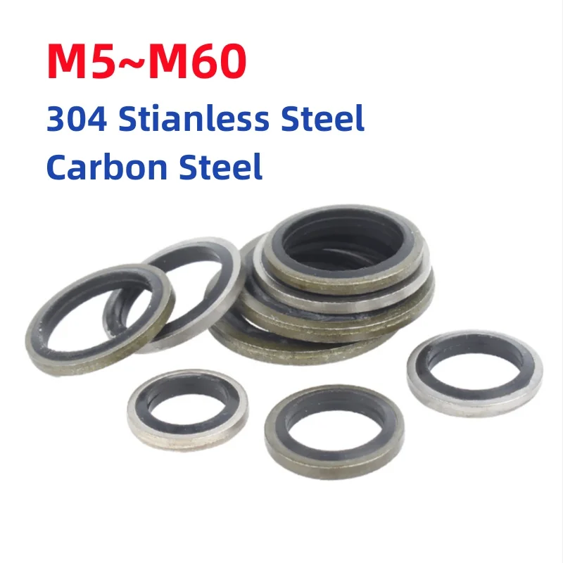 IB982 M5~M60 304 Stianless Steel Carbon Steel Car Oil Drain Sealing Gasket Replaceable Washer Seal Oil Pipe Rubber