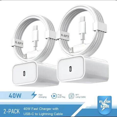 2-4 Set 40W Fast Charger for iPhone 14 13 12 11 Pro Max X XS iPad USB Type C Fast Charging Data Cable Phone Charger Accessories