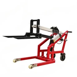 Portable electric forklift hydraulic lift stacker warehouse logistics clamp oil barrel handling curved arm small forklift