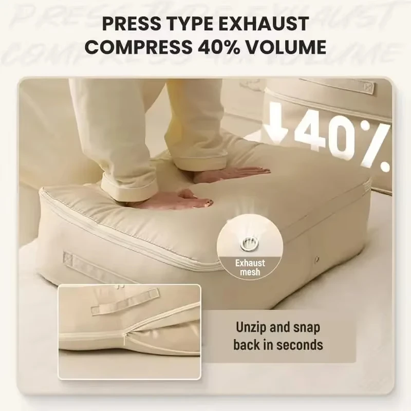 

Heavy-Duty Self-Compressing Storage Bag Portable Organizer for Clothes, Baby Blankets & Quilts, Ideal for Closet Organization