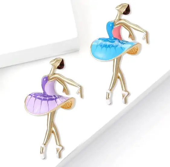 Fashionable Korean style alloy diamond studded ballet girl brooch versatile suit accessories