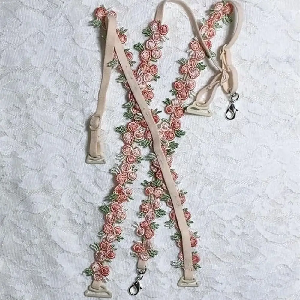New Removable Floral Bra Straps Anti-slip Elastic Floral Shoulder Belts Decorative Lace Bra Straps Replacement
