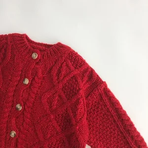 Criança outono meninas camisola de malha do bebê meninos natal vermelho cardigans outwear crianças roupas superiores crianças engrossar malhas jaqueta 8 principais vendas cardigan natal menino - №1