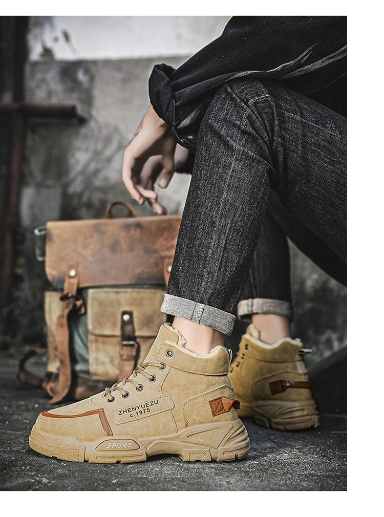 Herren-Schneestiefel, mit Fleece gefüttert für Wärme, verschleißfest und rutschfest, leicht und atmungsaktiv, weich und bequem, trendig und lässig, geeignet für Outdoor-Aktivitäten, Arbeit und Pendeln im Herbst und Winter. – Detail 11