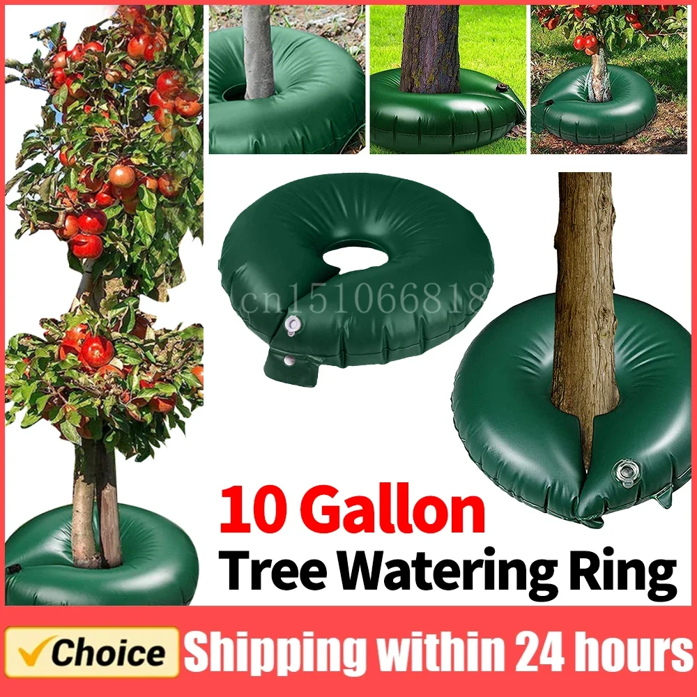 10 Gallons Tree Watering Bag 60cm Diameter Slow-Release Drip Rings Anti-UV Automatic Irrigation System for Gardening Trees Shrub