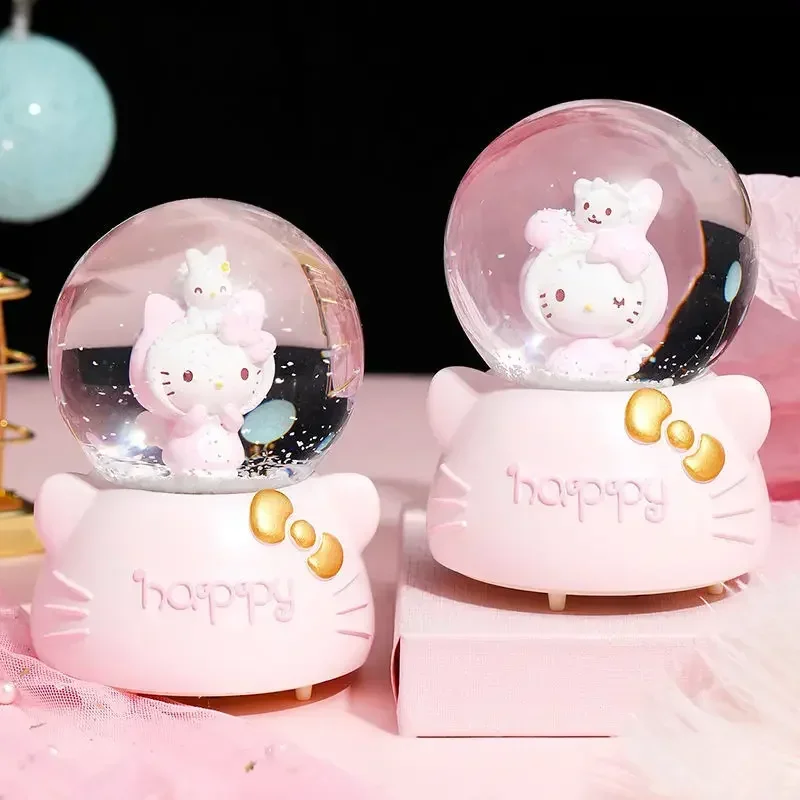 Hello Kitty cartoon cute kawaii children\'s music box music box lantern crystal ball ornament girlfriend birthday gift wholesale