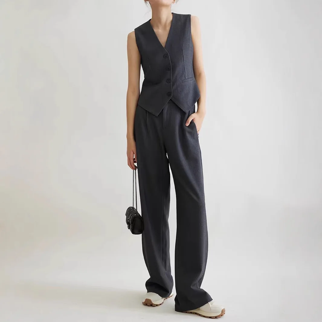 Ele V-Ne Chaleco de mujer de un solo botón Svel Commute Sle Faionable Collar ajustado Longitud ortopé Color puro