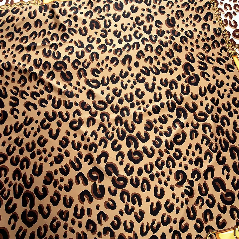 100% Twill Silk Women Scarf Classic Leopard Print Square Scarves Luxury Brand Large Shawls 130*130cm Hijab Scarfs For Ladies