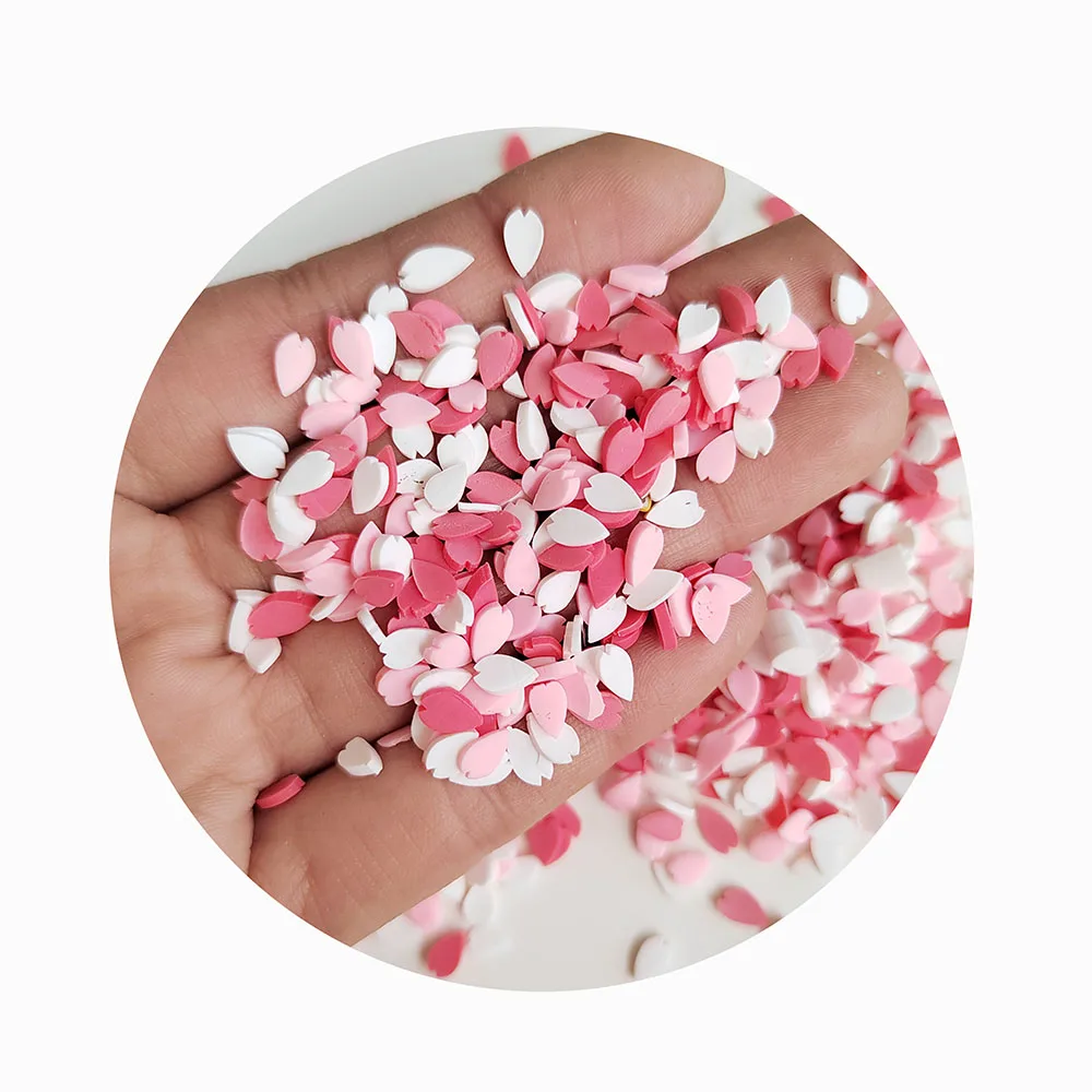 DIY Slime Supplies Filler Craft Pink Cherry Blossom Flower Mixed Polymer Clay Slices Sprinkles