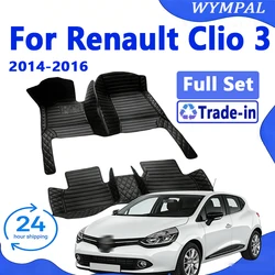 Luxury Leather 3D interior Parts Custom Car Mats With Pockets Floor Carpet Rugs For Renault Clio 3 2014 2015 2016 accessories