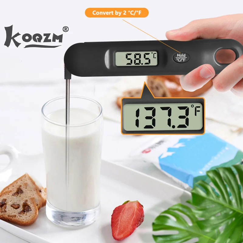 Kitchen Meat Thermometer - Digital Food Thermometer For Cooking And Grilling - Foldable Probe BBQ Temperature Gauge